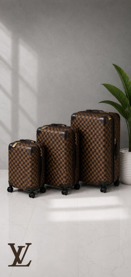 شنط سفر 3 قطع Louis Vuitton بني مربعات